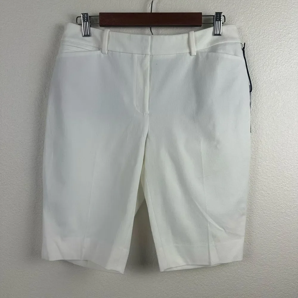 White House Black Market Women's Size 8‎ Dressy Bermuda Shorts Classic White New